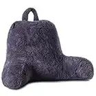 Milliard Reading Pillow with Shredded Memory Foam/Lumbar Support Cushion, Back Rest Support Pillow with Luxury Faux Fur Removable Cover - Perfect for Sitting, Reading, or Gaming (45 x 38cm, Purple)