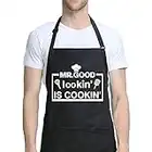 Funny Apron Adjustable with 2 Pockets for Men Women - Grill Apron Water Resistant Kitchen Apron for Dad Father by POLILI