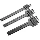 3 Stück Leder Meißel Set, Leder Locher Werkzeuge, Leder Meißel, Locher Stanzen Werkzeug, Fachmann, DIY & Handwerk, Metall, 2/4/6 Prong, für Gürtel, Leder, Armband, Karte (4MM)