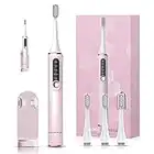 Adults Sonic Electric Toothbrush, Rechargeable Electric Toothbrush for Man Women, Couples Toothbrush with LED Mode Indicator, 30s Reminder, 2 Mins Timer, 5 Modes, 4 Brush Heads, Wall-Mount Holder