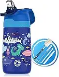 Fjbottle Niños 350ml Botella de Agua Acero Inoxidable con Pajita, Sin Fugas, sin bpa botella termica Reutilizable