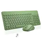 Wireless Keyboard and Mouse Combo, Superbcco 2.4GHz USB Cordless Computer Keyboard with Numeric Keypad, Quiet Click, Round Keys, Slim for Desktop/PC/Laptop/Surface/Windows OS (Crocodile Green)