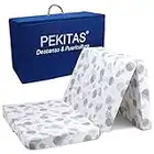 PEKITAS Colchón Cuna De Viaje Plegable 60x120 cm Altura 6 cm Incluye Bolsa Transporte Bebé Funda Desmontable Lavable Transpirable Estampado Globo Verdes