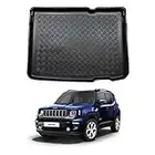 NOMAD Boot Liner for Jeep Renegade 2014+ Recyclable Plastic (PE) Tailored Fit Car Floor Mat Protector Guard Tray Black Custom Fitted Accessory Dog Friendly Waterproof with Raised Edges