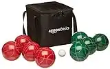 Amazon Basics 100 Millimeter Bocce Ball Outdoor Yard Games Set with Soft Carrying Case, 2 to 8 Players, Green, Red, White