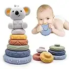 Lixiin 7 Jouets Empilables avec Anneaux, Dentition pour Bébé, Cercle de Nidification, Jouets Montessori Bébés, Jouets D'éducation Précoce, Cadeaux pour Bébés 6 12 18 Mois