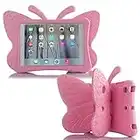Simicoo iPad 7 8 10.2 9 3D Cute Butterfly Case for Kids Light Weight EVA Stand Shockproof Rugged Heavy Duty Kids Friendly iPad Cover for Girls iPad 10.2 iPad 7th 8th 9th (Pink)