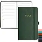 RETTACY to Do List Notebook - Pocket to Do List Planner Notepad with 192 Pages, Pen Holder, Back Pocket, for Women Men Work Office Travel 9.4 x 16.8cm - Green