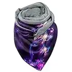 Écharpe Triangle Femme Hiver En Coton - Écharpe Triangle Boutonnée Femme Écharpe De Haute Qualité Rétro Imprimé Papillon Géométrie - Foulard Chaude Châle Décontractée Pour Femmes (F, Taille unique)