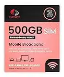 Three 500GB 5G Data SIM - 500GB Preloaded Every Month from now until 8th August 2025 - Perfect For Wifi Routers, Tablets & Phones - Business Grade Data