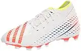 adidas Unisex Edge.4 Predator Flexible Ground Soccer Shoe, White/Solar Yellow/Power Blue (Sock), 10 US Men