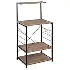 WOLTU Scaffale per Cucina in Acciaio Legno 4 Ripiani Carrello per Microonde Scaffalature Organizzatore 60x40x123 cm RGB9285hei