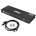 TESmart KVM Switch HDMI 8 Port, Support Hotkey, Button, RS232, IP or IR Remote Control, Auto Scan, UHD 4K 60Hz, EDID, USB 2.0 Hub, Rackmount, 8 Computers Share 1 HD Monitor Switcher Box with Cables