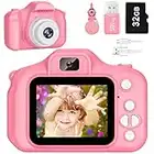 Kids Camera for Boys and Girls, SINEAU Digital Camera for Kids Toy Gift, Toddler Camera Christmas Birthday Gifts for Age 3-12 with 32GB SD Card, Video Recorder 1080P IPS 2 Inch(Pink)