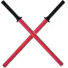 Set of 2 Red Padded Sparring Bokken Foam Sword Practice Blade