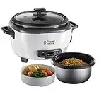 Russell Hobbs Olla arrocera pequeña [mediana] 0,8 l (incl. vaporera, función de recalentamiento, olla antiadherente, cuchara para arroz y taza medidora) olla de cocción lenta para verduras y pescado