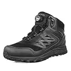 GRITION Wanderschuhe Herren Wasserdicht Mid Trekking Wanderstiefel Leichte Flache Männer Wandern Trail Stiefel Bequeme Motorrad Schuhe Outdoor Outdoorschuhe Winter Schwarz MEHRWEG (45 EU)