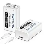 ENEGON 9V USB Dirette Batteria 650mAh Litio Ricaricabile con Cavo Micro USB 2 in 1 per Microfono, Allarme antifumo, Giochi elettrici, Walkie-talkie ed altri dispositivi (2-Pezzi)