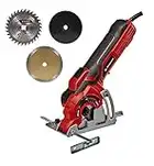 Einhell TC-CS 89 Kit Mini Sega circolare manuale (tensione 230 V, 600 W, giri al min. 6000, lama Ø89 x Ø10, taglio max 27 mm, incl. Lama legno 20 denti , lama legno 60 denti, lama diamantata)