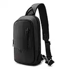 HEROIC KNIGHT Bolso de Pecho Hombre Bolso Bandolera Cruzada Impermeable Ligero Bolso Mochila Pequeñas Antirrobo con Puerto de Carga USB Ligero para Viaje Deporte Ciclismo Senderismo-Negro