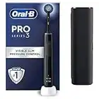 Oral-B Pro 3 Electric Toothbrush with Smart Pressure Sensor, 1 Cross Action Toothbrush Head & Travel Case, 3 Modes with Teeth Whitening, Gifts for Men/Women, 2 Pin UK Plug, 3500, Black