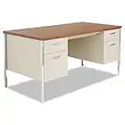 Double Pedestal Steel Desk, Metal Desk, 60w x 30d x 29-1/2h, Cherry/Putty (ALESD6030PC)
