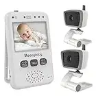 moonybaby Value 100-2 No WiFi Baby Monitor, 2 Cameras and Auto Night Vision, Long Range, 2 Way Talk Back, Zoom in, Power Saving and VOX, Voice Activation, 2.4 Inch Monitor(Grey)