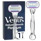 Venus Deluxe Smooth Platinum Maquinilla de Depilación Para Mujer + 1 Cuchilla de Recambio, 5 Hojas Para Proporcionar Una Depilación Supersuave Y Duradera