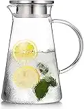 Glass Pitcher with Lid, 68 Ounces 2.0 Liter Large Glass Water Jug with Handle for Home Kitchen Milk Juice and Iced Tea Beverage Pitcher by Nidhdsda