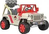 Power Wheels Jurassic Park Jeep Wrangler Ride-On Battery Powered Vehicle With Dinosaur Sounds & Lights For Preschool Kids Ages 3+ Years