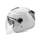 BOSEMAN Casco de Motocicleta con Visera, Adecuado para ciclomotores, Scooters, cruceros, Pase la Prueba de colisión para Cumplir con la Seguridad Vial（Blanco）