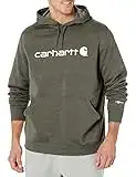Carhartt Men's Force Delmont Signature Graphic Hooded Sweatshirt, Moss Heather, X-Large