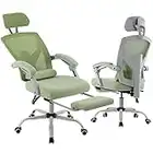 Ergonomic Office Chair, Reclining High Back Mesh Chair, Computer Desk Chair, Swivel Rolling Home Task Chair with Lumbar Support Pillow, Adjustable Headrest, Retractable Footrest and Padded Armrests