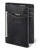 VULKIT Portefeuille Homme Mince en Cuir RFID Blocage Porte-Cartes de Crédit Minimalist Wallet 10 Fentes pour Cartes Bancaire ou Billets - Noir