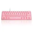 60% Mechanical Gaming Keyboard, MageGee MK-Mini 61 Keys TKL Portable Gaming Keyboard with Blue Switches, Compact White LED Backlit USB Type-C Wired Office Keyboard for Laptop PC Computer, Pink