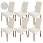 sorliva Housses de Chaise 6 Pièces, Couverture de Chaise de Salle à Manger Extensible Protection de Chaise Moderne Lavable pour la Décoration Fête Banquets Hôtel de Bureau(Beige)