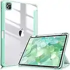 Fintie Hybrid Slim Case for iPad Pro 11-inch (4th / 3rd Generation) 2022/2021 - [Built-in Pencil Holder] Shockproof Cover w/Clear Transparent Back Shell, Also Fit iPad Pro 11" 2nd Gen, Green