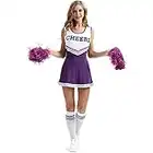 ZTie Women's School Girls Musical Party Halloween Cheerleader Costume Fancy Dress Uniform Outfit (M, Purple)