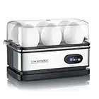 Arendo - Electric Egg Boiler - Automatic Cooker with Warming Function - 6 Egg Capacity - Indication Light - for Perfect Soft and Hard Eggs - Water Measuring Cup and Egg Piercer - Stainless Steel