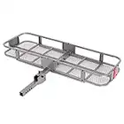 TITIMO 60"x21"x6" Folding Hitch Mount Cargo Carrier - Luggage Basket Rack Fits 2" Receiver - Rear Cargo Rack for SUV, Truck, Car(Includes Cargo Net, Ratchet Straps, Waterproof Cover) - 550LB Capacity