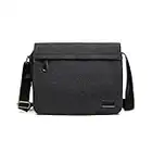 Kono Messager Sac Bandoulière Homme en Toile Vintage pour Travail Voyage Sport Ecole Besace Loisir (Noir)