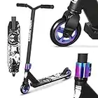 Joycruise Stunt Scooter Pro Trick Scooters for Kids & Teenagers Age 6+ Boys Girls, Kick Freestyle Beginner Scooter 360° Spin Handlebar, Robust Aluminum Frame 100mm Rainbow Wheels