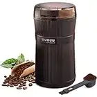 Coffee Grinder with Brush, UUOUU 200W Washable Bowl Spice Grinder with Stainless Steel Blade for Seed Bean Nut Herb Pepper & Grain, Lid Activated Safety Switch, Brown, CG-8320