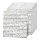 VASEN Papel Pintado Pared 3D Paneles Pared Autoadhesivos Papel Pintado Autoadhesivo Imitación Ladrillo Paneles Decorativos 3d para Salón Cocina, 77 x 70cm (20 piezas, Blanco)