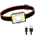 DeTake Head Torch Rechargeable, 2000L Super Bright LED Headlamp 1800mAh with 5 Light Modes Red Light&White Light IPX5 Waterproof Headlight for Fishing, Camping, Cycling, Hunting, Hiking