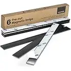 GAUDER Magnetic Strips with Adhesive Backing (12 inches x 0.16 inches) | 6 Pack of Strong Magnetic Tape Strips with Adhesive Backing | Heavy Duty Magnet Strips for Tools, Knifes, and Crafts