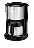 Moulinex FT360811 Cafetière Filtre Subito Isotherme 8-12 Tasses Verseuse Inox Anti-Goutte Maintien au Chaud 4 Heures 0.9l Café Noir