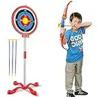 xwin sportseries Kids Complete Archery Bow and Arrow Shooting Set with Target Stand, Soft Arrows, Large Archery Set Perfect for Indoor or Outdoor Games, 3 Arrows, Boys and Girls Ages 5 to 12