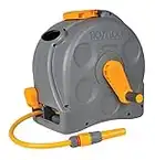 HOZELOCK - 2-in-1 Compact Hose Reel 25m : Portable or Wall-mounted Reel, Easy Rewind Function, Supplied with Nozzle, Fittings and Fixings [2415R0000]