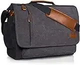 ESTARER Computer Messenger bag Water-resistant Canvas Shoulder Bag 15.6 Inch Laptop for Travel Work, Grey